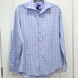 Egara Men's Blue & Purple Dress Shirt Size L 100% Cotton